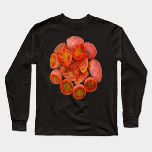 Tropical Red Prickly Pear Fruit Cut Out Vector Art Long Sleeve T-Shirt